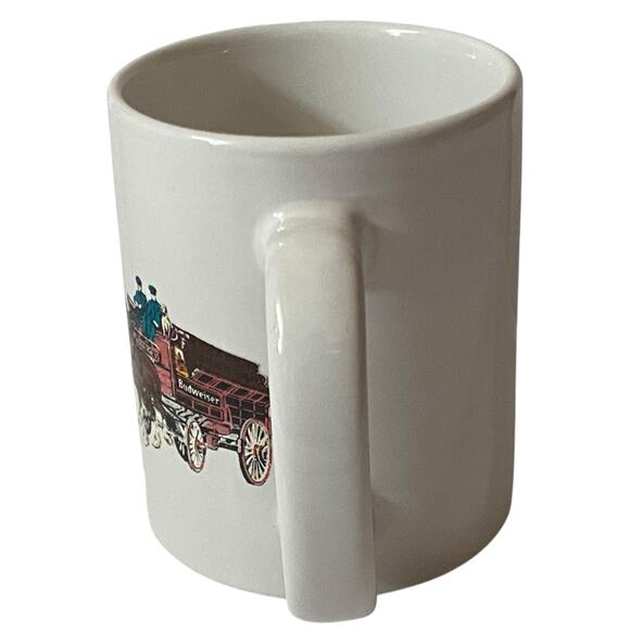 Vintage 1997 Budweiser Anheuser-Bush Clydesdale Horse Wagon Coffee Mug White - Picture 6 of 11